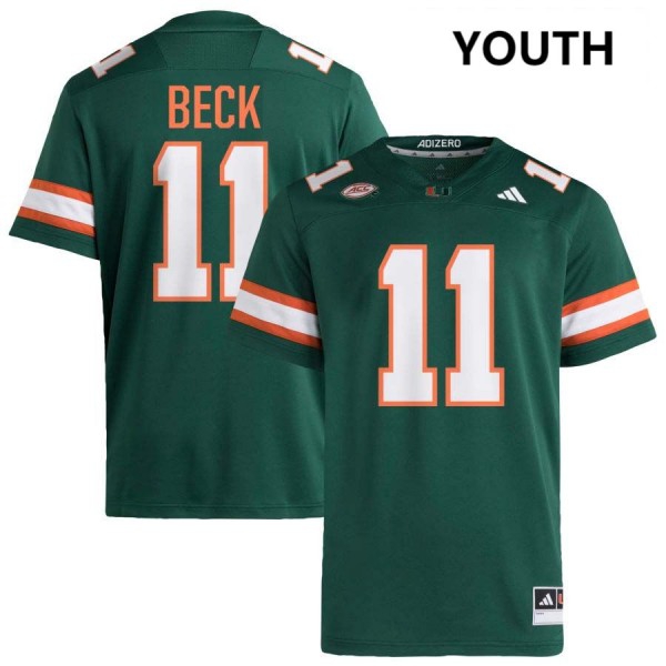 Miami Hurricanes #11 Carson Beck Stitch Jerseys - Green Youth-League Fan Gear