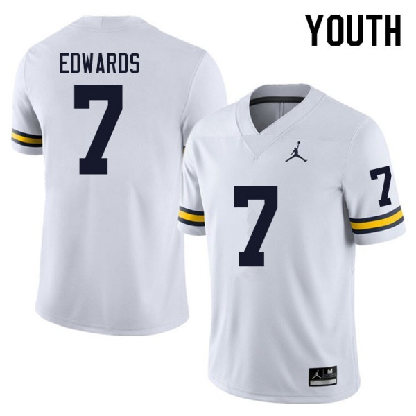 Michigan Wolverines Donovan Edwards #7 White Stitch Brand Youth Jersey-League Fan Gear