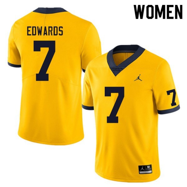 Michigan Wolverines Donovan Edwards #7 Yellow Limited Brand Women's Jersey-League Fan Gear