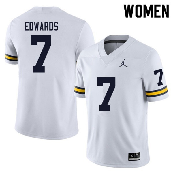 Michigan Wolverines Donovan Edwards #7 White Limited Brand Women's Jersey-League Fan Gear