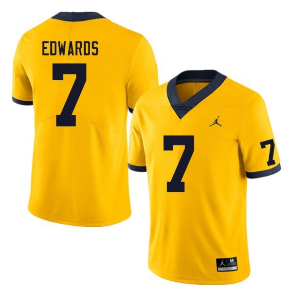Michigan Wolverines Donovan Edwards #7 Yellow Men Stitch Brand Jersey-League Fan Gear