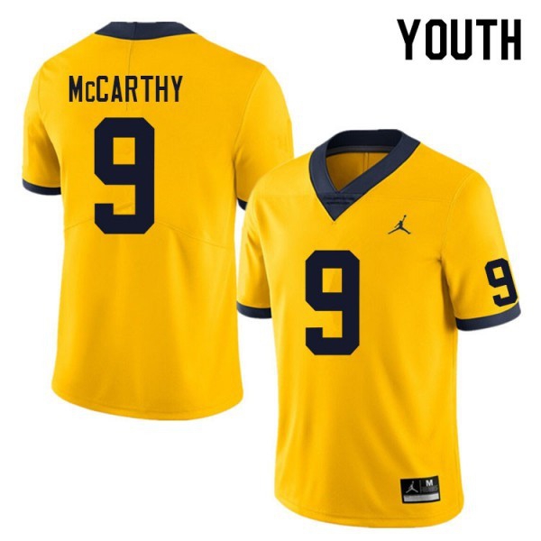 Michigan Wolverines J.j. Mccarthy #9 Yellow Stitch Brand Youth Jersey-League Fan Gear