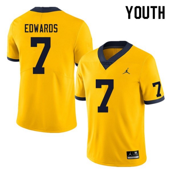 Michigan Wolverines Donovan Edwards #7 Yellow Stitch Brand Youth Jersey-League Fan Gear