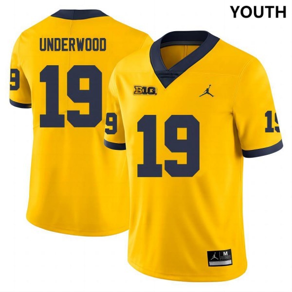 Michigan Wolverines #19 Bryce Underwood Yellow Stitch Jerseys Youth-League Fan Gear