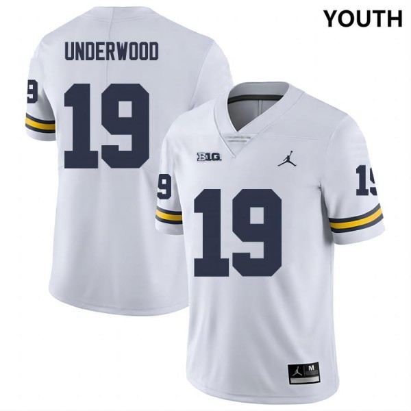 Michigan Wolverines #19 Bryce Underwood White Stitch Youth Jersey-League Fan Gear