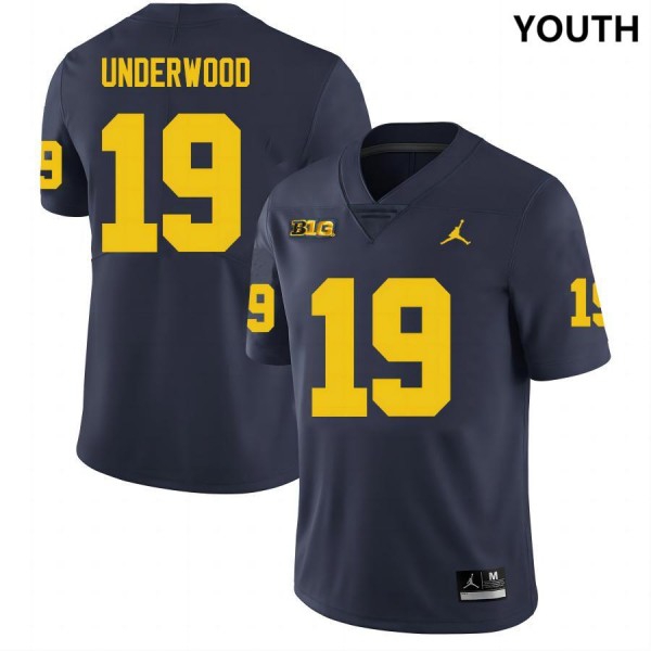 Michigan Wolverines #19 Bryce Underwood Navy Stitch Youth Jersey-League Fan Gear