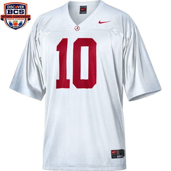 Alabama Crimson Tide #10 A.j. Mccarron White Bcs Bowl Patch Youth Jersey