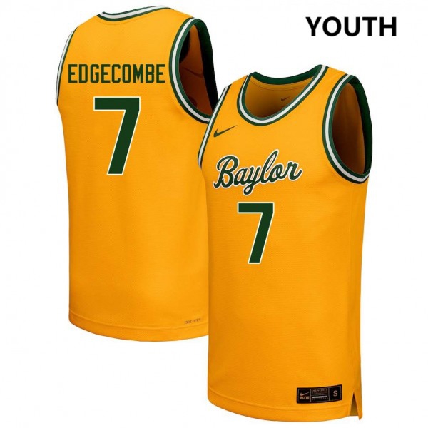 Baylor Bears #7 Vj Edgecombe Stitch Jerseys - Yellow Youth
