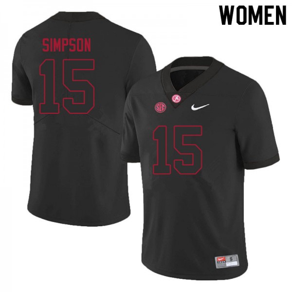 Women Alabama Crimson Tide #15 Ty Simpson Black Stitch Jersey