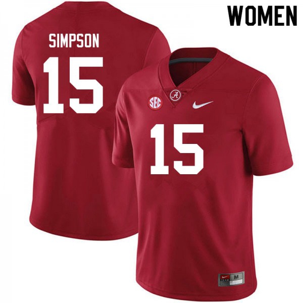 Women Alabama Crimson Tide #15 Ty Simpson Crimson Stitch Jersey