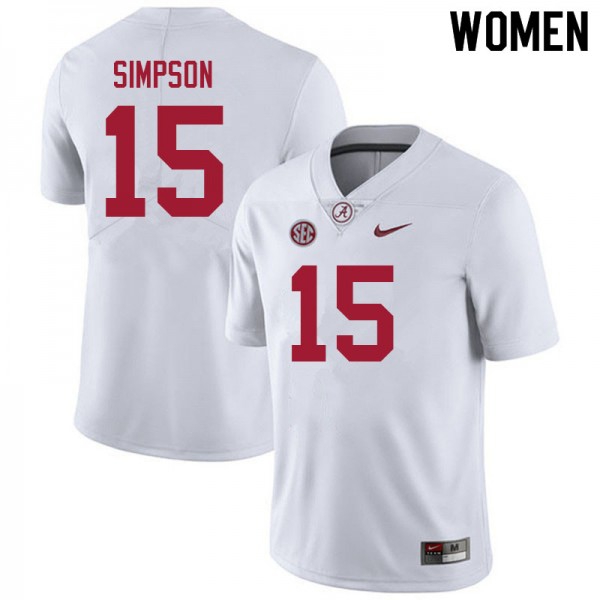 Women Alabama Crimson Tide #15 Ty Simpson White Stitch Jersey