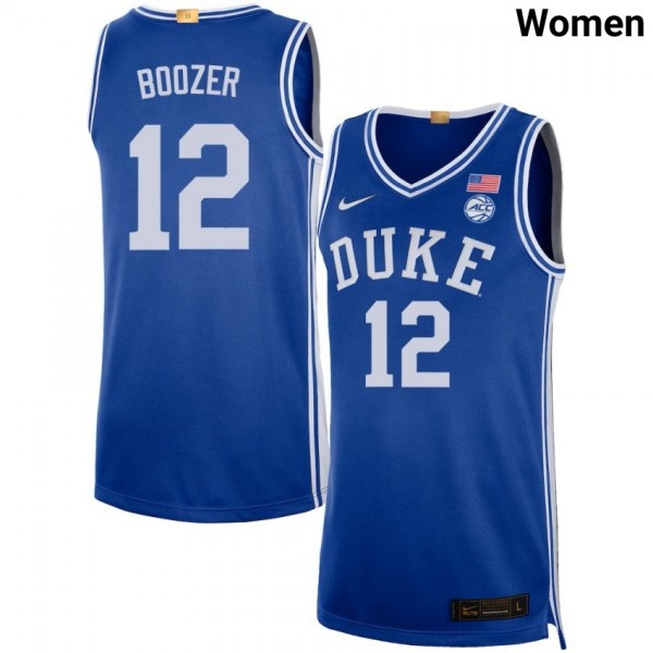 Women Duke Blue Devils #12 Cameron Boozer Royal Stitch Jersey-League Fan Gear