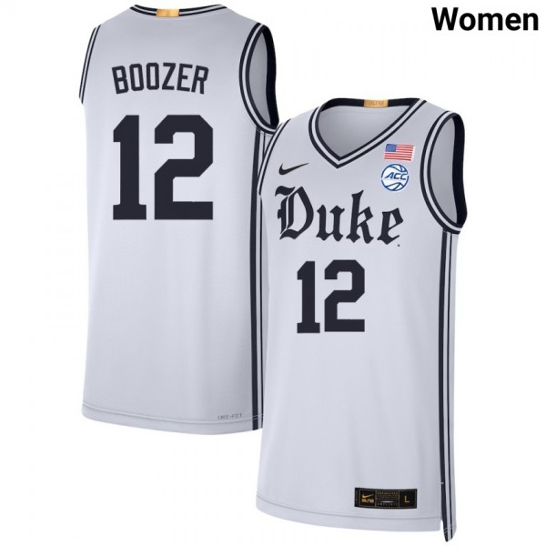 Women Duke Blue Devils #12 Cameron Boozer Team White Stitch Jerseys-League Fan Gear