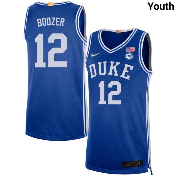 Duke Blue Devils #12 Cameron Boozer Royal Stitch Youth Jersey-League Fan Gear