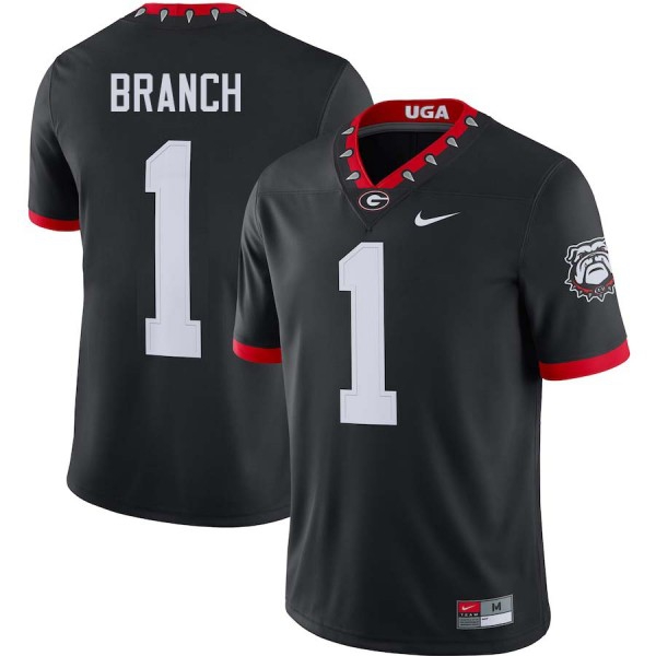 Men Georgia Bulldogs #1 Zachariah Branch 100th Anniversary Black Stitch Jerseys-League Fan Gear