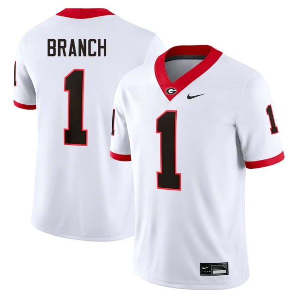 Men Georgia Bulldogs #1 Zachariah Branch White Stitch Jersey-League Fan Gear