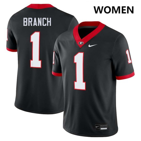 Women Georgia Bulldogs #1 Zachariah Branch Black Stitch Jerseys-League Fan Gear