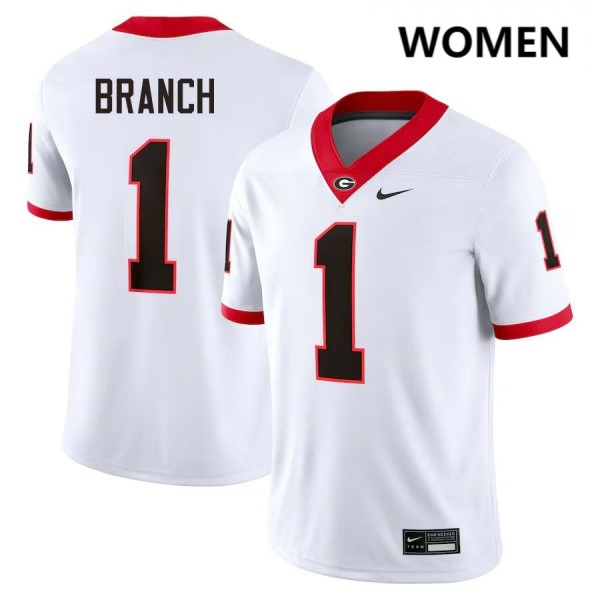 Women Georgia Bulldogs #1 Zachariah Branch White Stitch Jersey-League Fan Gear