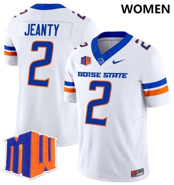 Boise State Broncos Ashton Jeanty #2 White Women Stitch Jersey