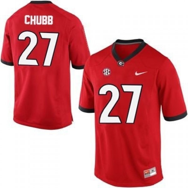 Men Georgia Bulldogs #27 Nick Chubb Stitch - Red Jersey-League Fan Gear
