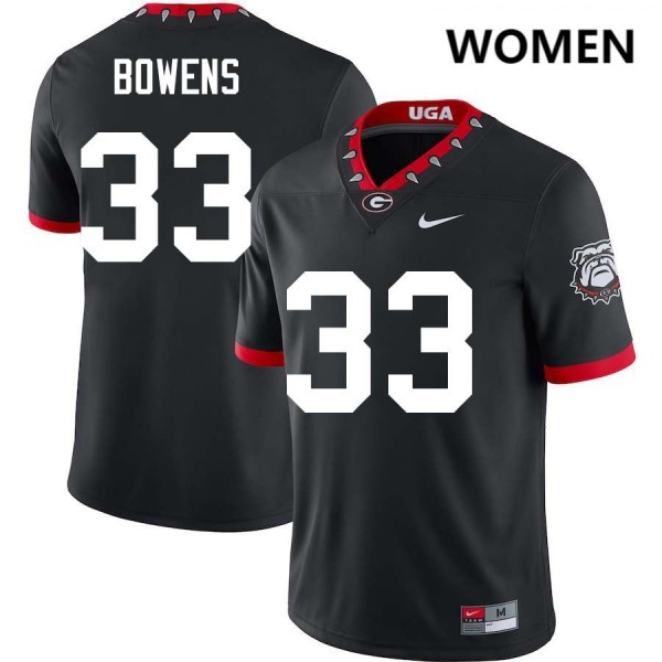Women Georgia Bulldogs #33 Chauncey Bowens 100th Anniversary Black Stitch Jerseys-League Fan Gear