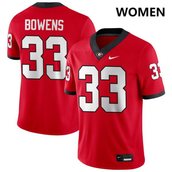 Women Georgia Bulldogs #33 Chauncey Bowens Red Stitch Jerseys-League Fan Gear