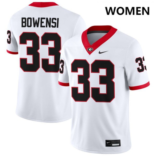 Women Georgia Bulldogs #33 Chauncey Bowens White Stitch Jerseys-League Fan Gear