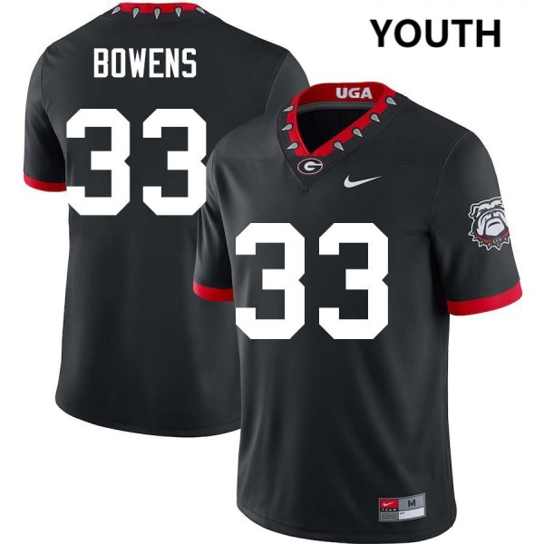 Georgia Bulldogs #33 Chauncey Bowens 100th Anniversary Black Stitch Jerseys Youth-League Fan Gear