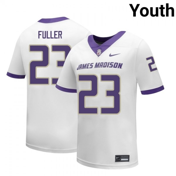 James Madison Dukes #23 Fuller White Stitch Youth Jersey-League Fan Gear