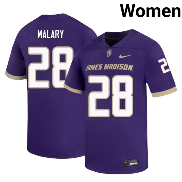 Women James Madison Dukes #28 Jobi Malary Purple Stitch Jerseys-League Fan Gear