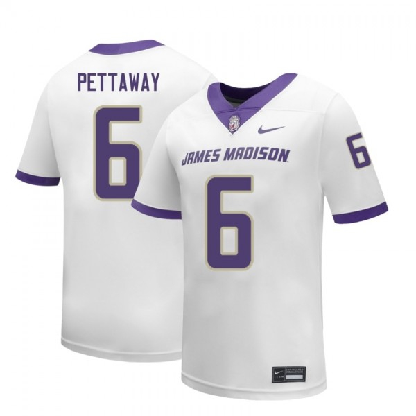 Men James Madison Dukes #6 George Pettaway White Stitch Jersey-League Fan Gear