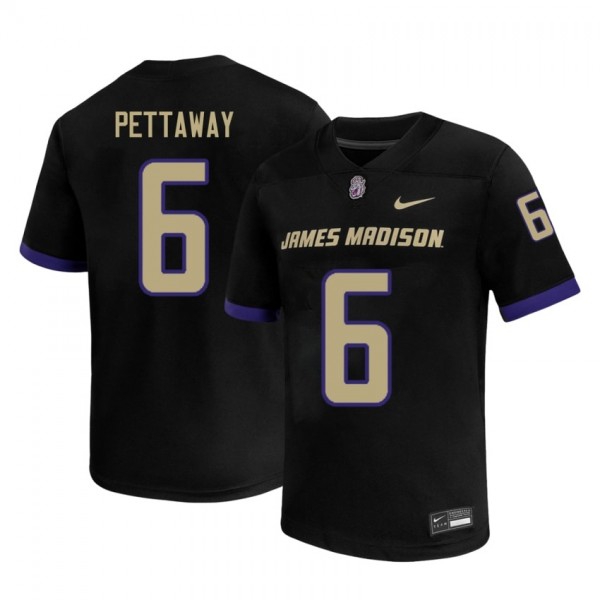 Men James Madison Dukes #6 George Pettaway Black Stitch Jersey-League Fan Gear