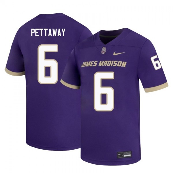 Men James Madison Dukes #6 George Pettaway Purple Stitch Jersey-League Fan Gear