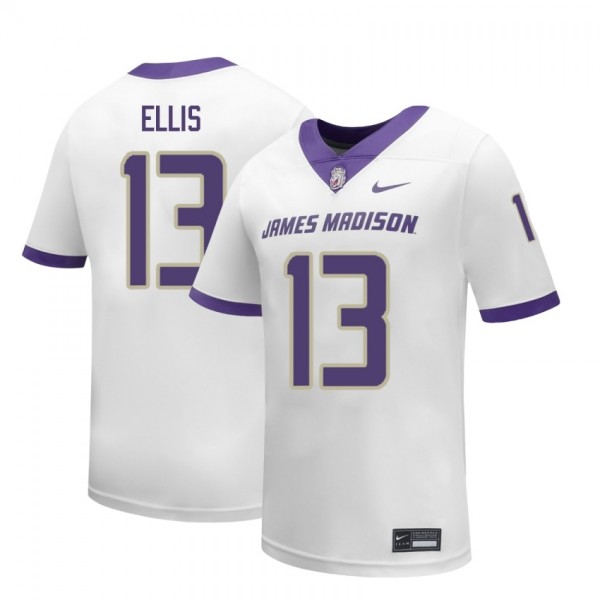 Men James Madison Dukes #13 Landon Ellis White Stitch Jerseys-League Fan Gear