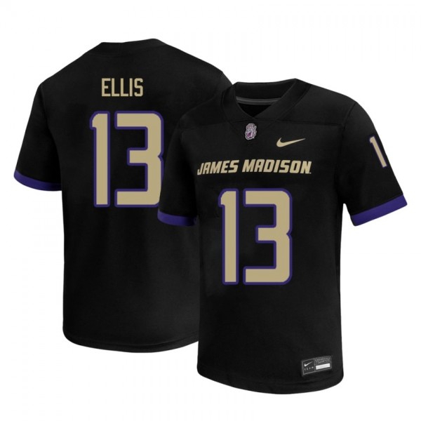 Men James Madison Dukes #13 Landon Ellis Black Stitch Jerseys-League Fan Gear