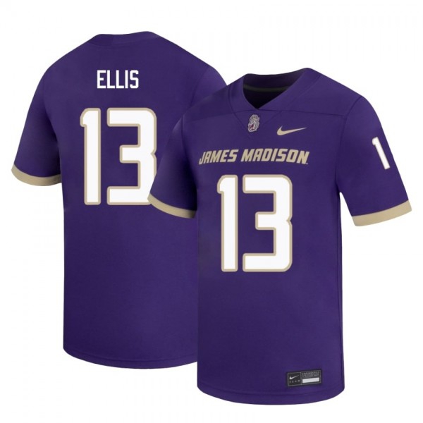 Men James Madison Dukes #13 Landon Ellis Purple Stitch Jersey-League Fan Gear