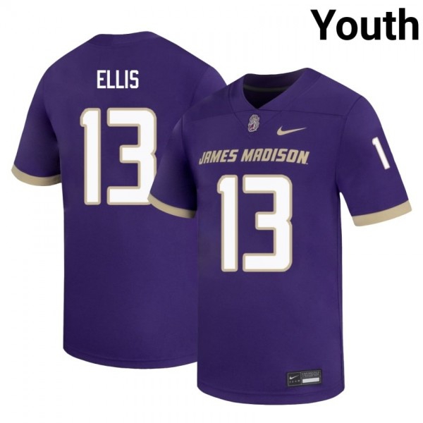 James Madison Dukes #13 Landon Ellis Purple Stitch Jerseys Youth-League Fan Gear