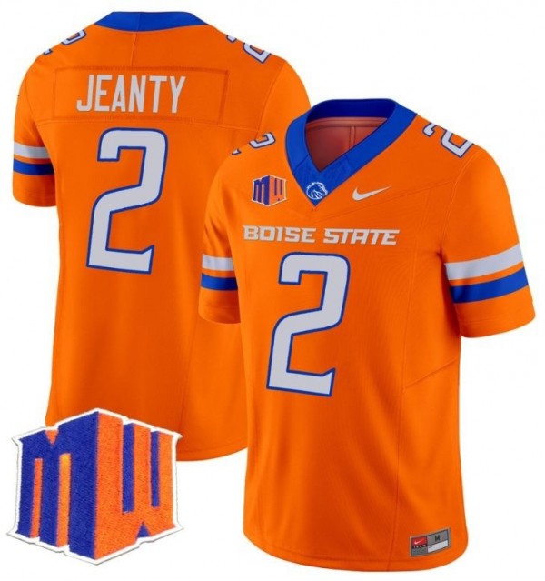 Boise State Broncos Ashton Jeanty #2 Orange Men Stitch Jersey