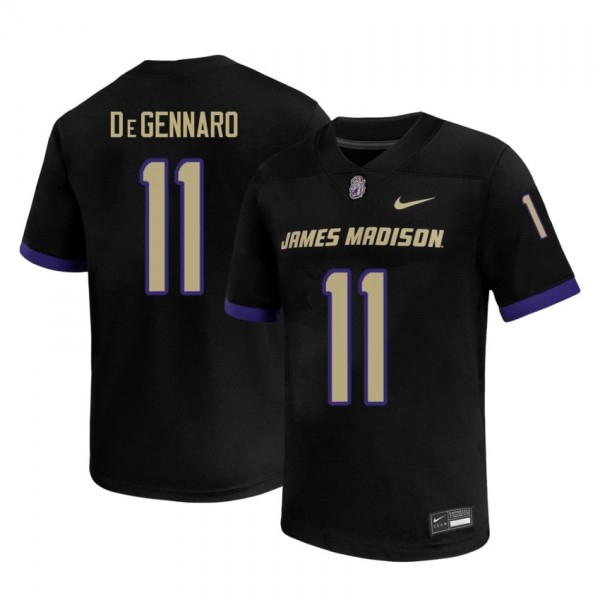 Men James Madison Dukes #11 Nick Degennaro Black Stitch Jerseys-League Fan Gear