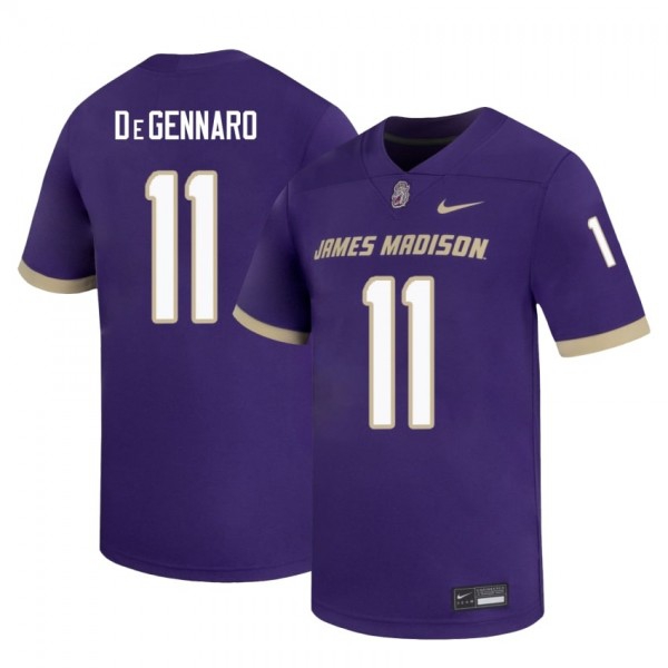 Men James Madison Dukes #11 Nick Degennaro Purple Stitch Jerseys-League Fan Gear