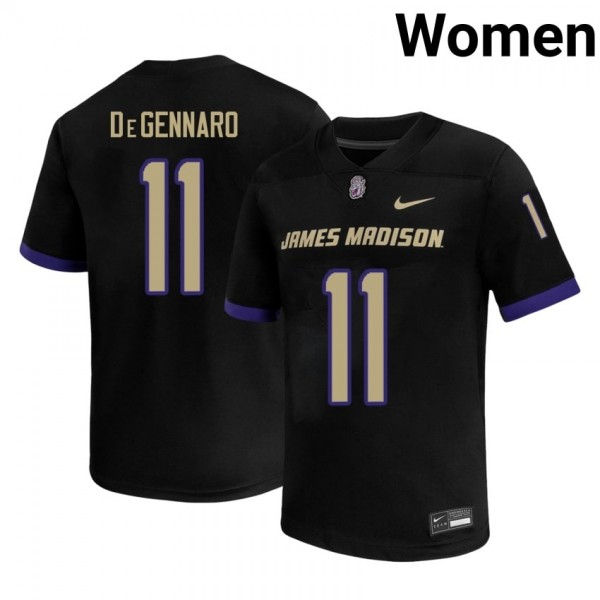 Women James Madison Dukes #11 Nick Degennaro Black Stitch Jersey-League Fan Gear