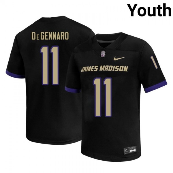 James Madison Dukes #11 Nick Degennaro Black Stitch Youth Jersey-League Fan Gear