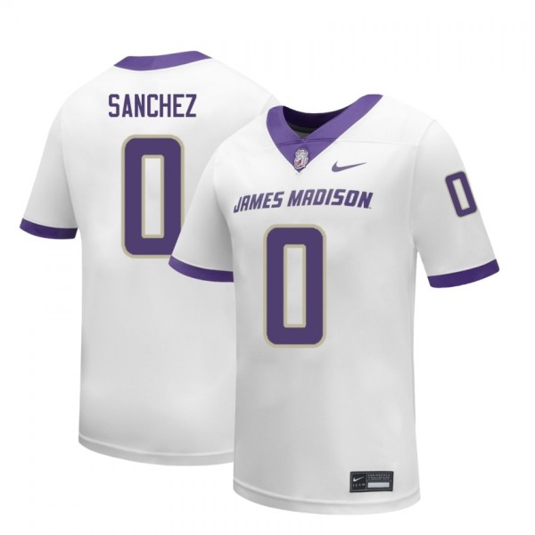 Men James Madison Dukes #0 Jaylan Sanchez White Stitch Jerseys-League Fan Gear