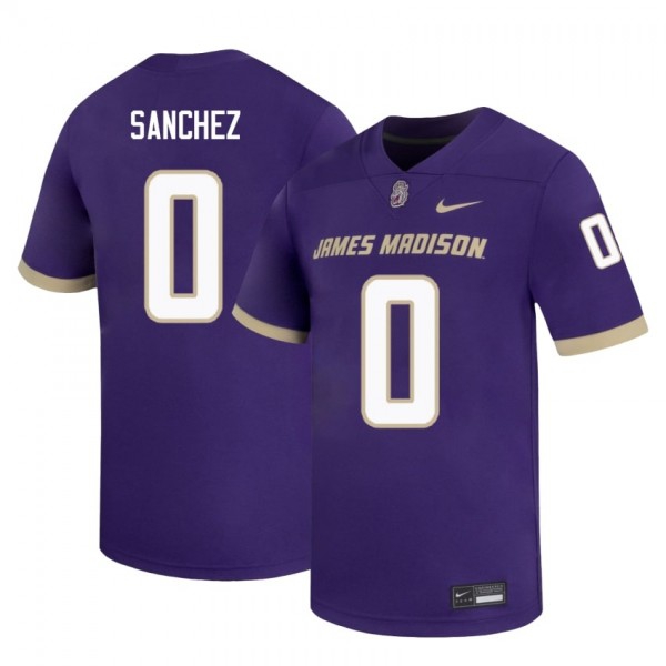 Men James Madison Dukes #0 Jaylan Sanchez Purple Stitch Jersey-League Fan Gear
