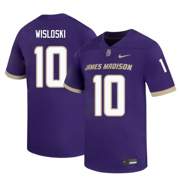 Men James Madison Dukes #10 Braeden Wisloski Purple Stitch Jerseys-League Fan Gear