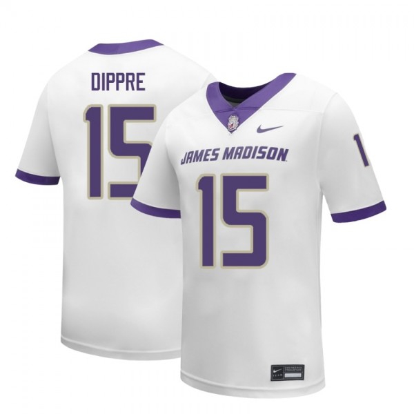 Men James Madison Dukes #15 Lacota Dippre White Stitch Jerseys-League Fan Gear