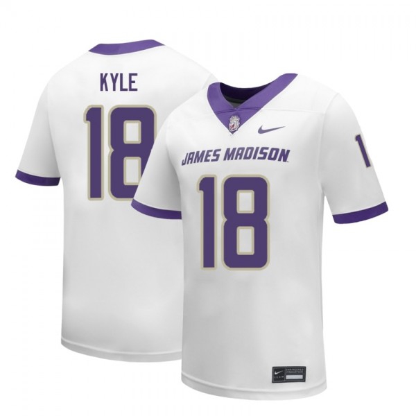 Men James Madison Dukes #18 Logan Kyle White Stitch Jersey-League Fan Gear