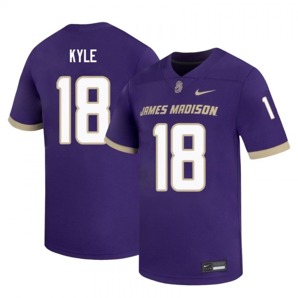 Men James Madison Dukes #18 Logan Kyle Purple Stitch Jersey-League Fan Gear
