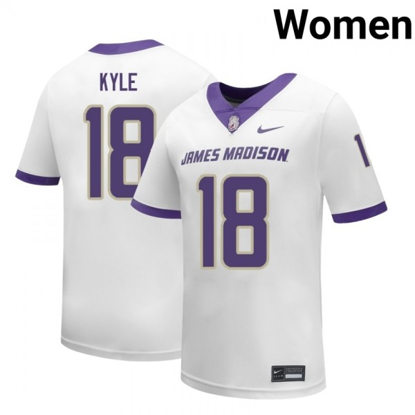 Women James Madison Dukes #18 Logan Kyle White Stitch Jersey-League Fan Gear