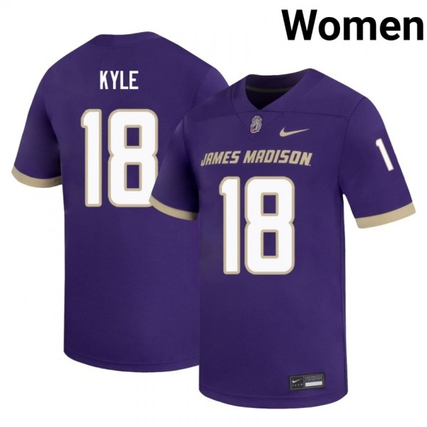 Women James Madison Dukes #18 Logan Kyle Purple Stitch Jersey-League Fan Gear